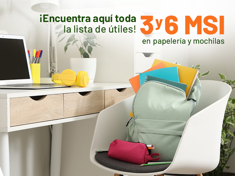 Chedraui 3 y 6 MSI en papelería y mochilas